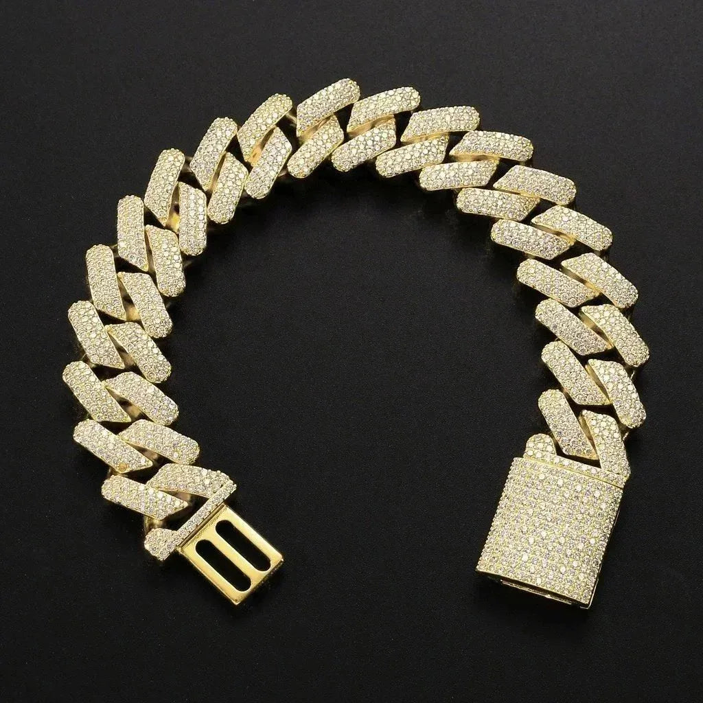 Pulseira Cubana Dourada com Zircónias
